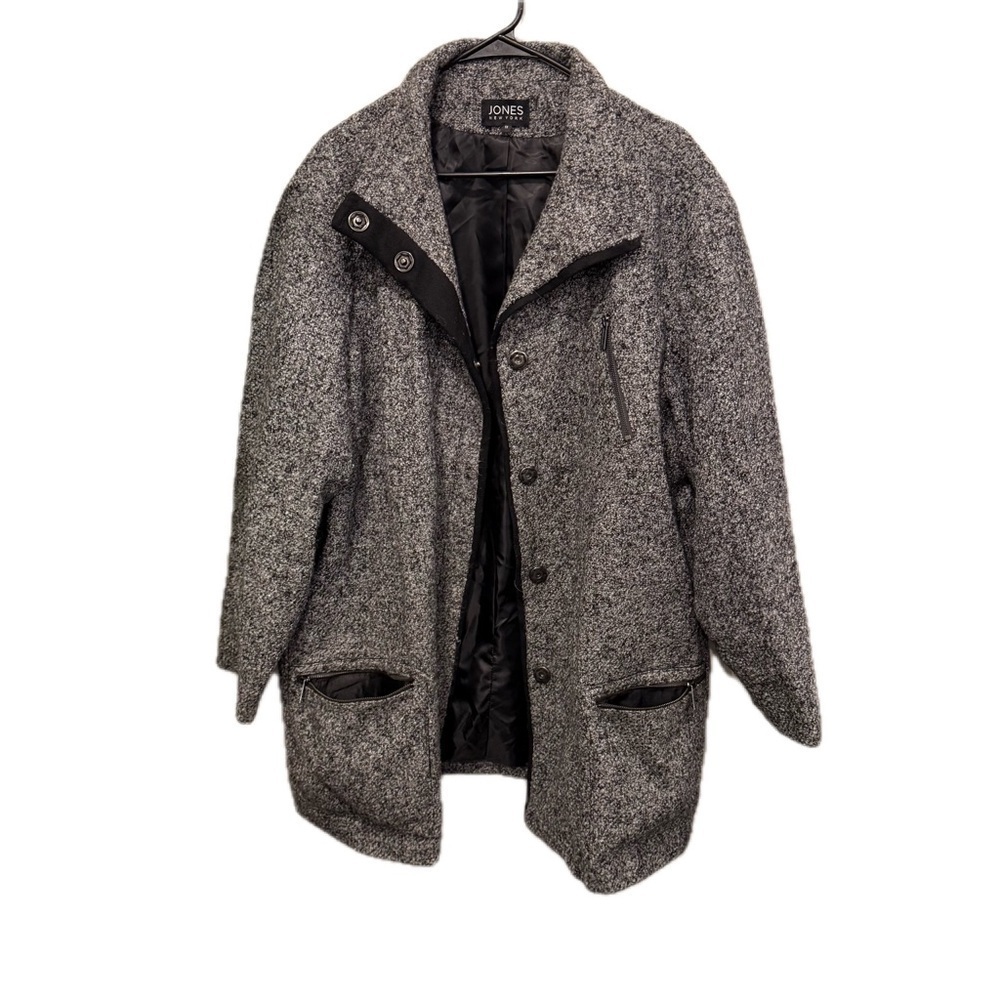 Jones New York Black and Gray Lined Textured Pea Coat Women’s 1X